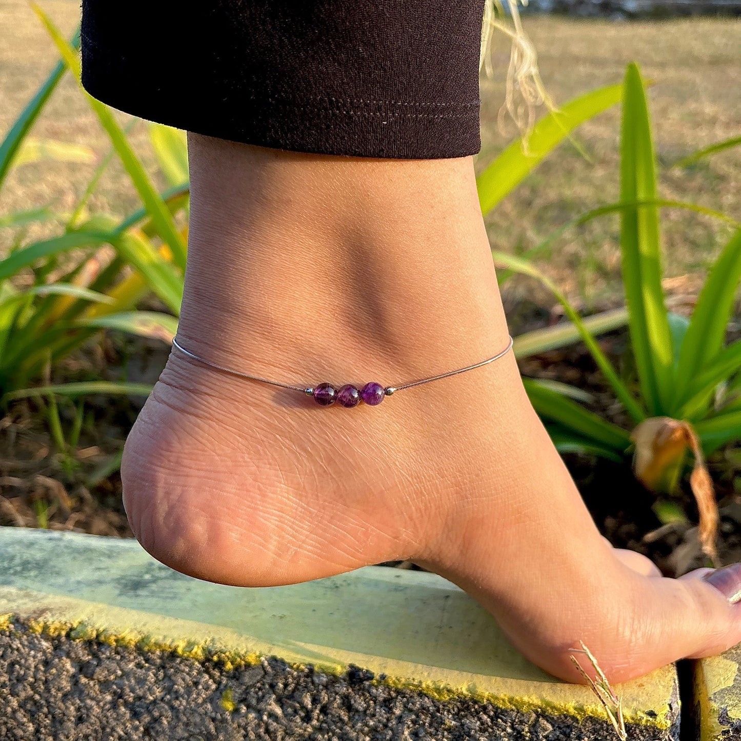 Elegance Amethyst:Anklet for Calm, Balance, and Stress Relief