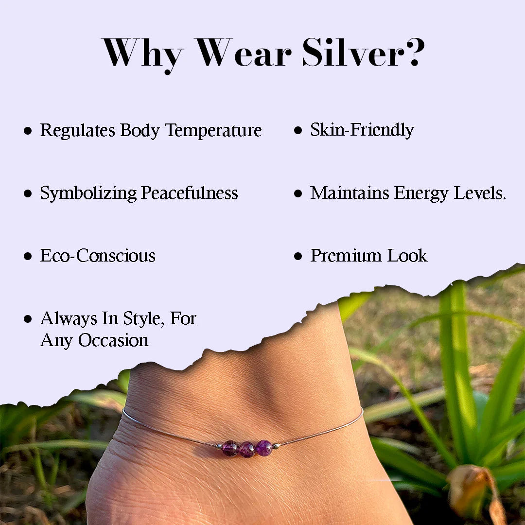 Elegance Amethyst:Anklet for Calm, Balance, and Stress Relief