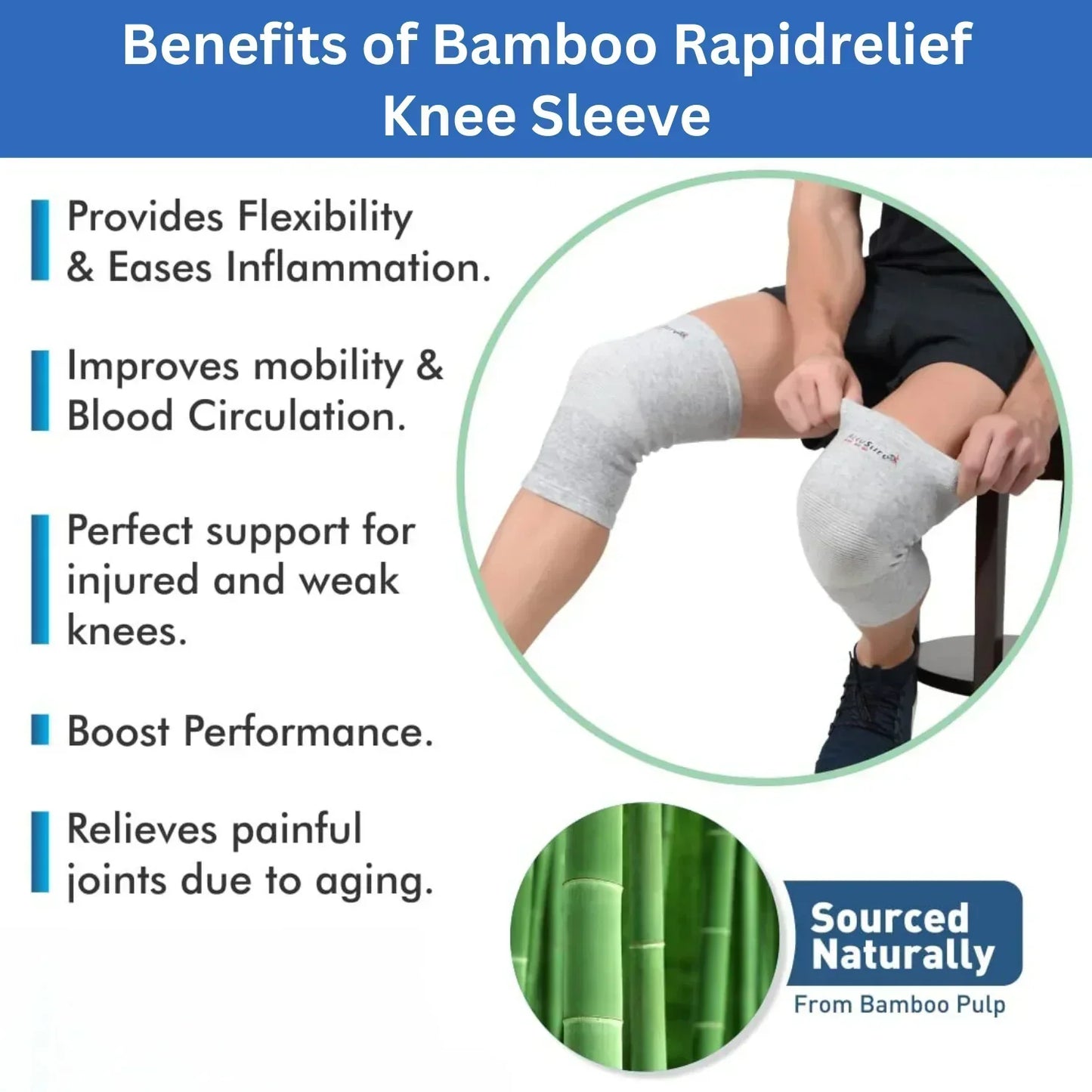 Instant Pain Relief Bamboo Compression Knee Sleeves – (Pack Of 2)